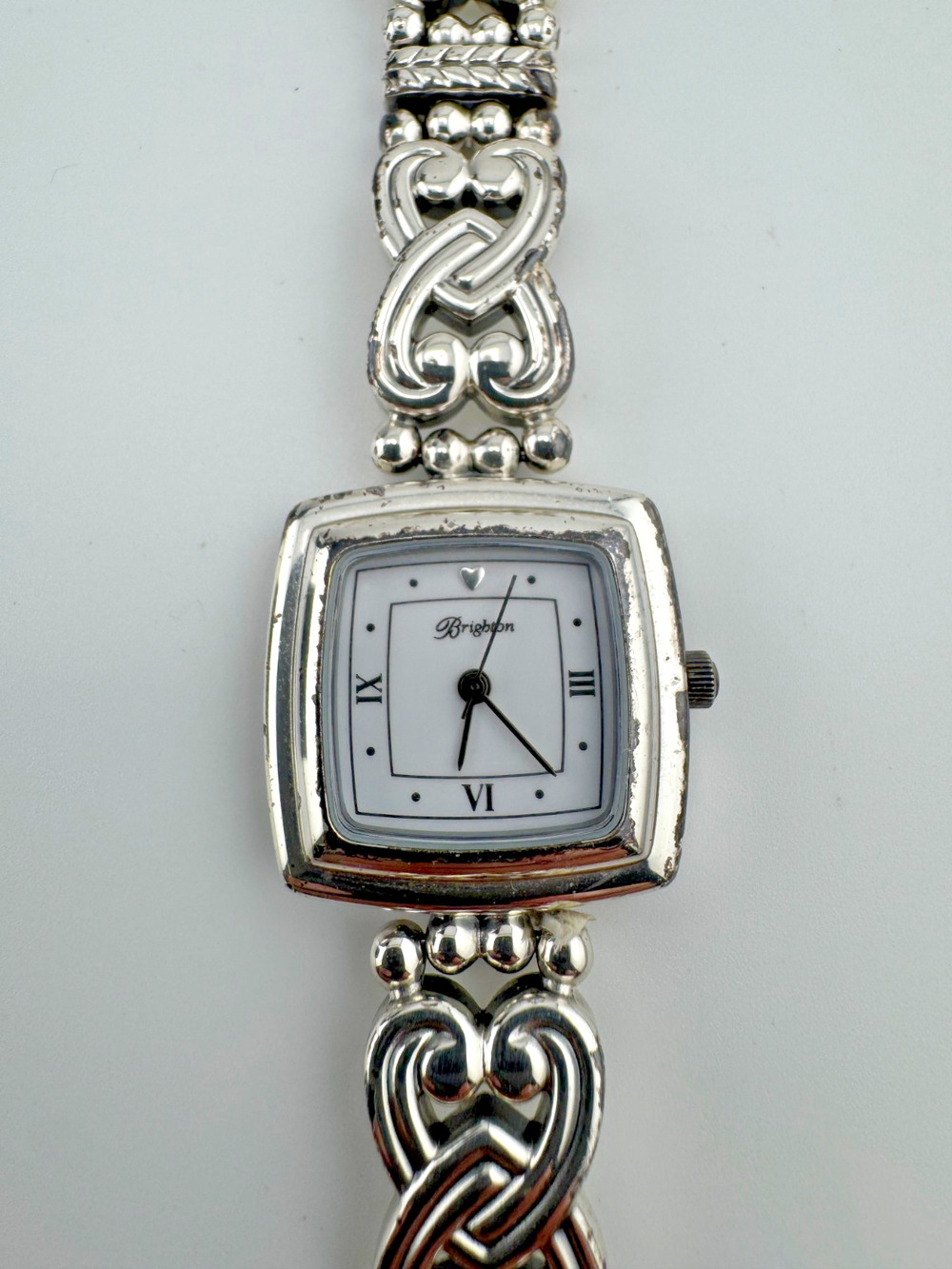 Brighton Santa Rosa Women's Silver Tone Watch Heart Link Bracelet Toggle